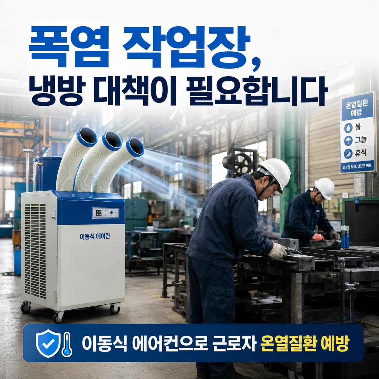 폭염 작업장에서 온열질환을 막는 이동식 에어컨